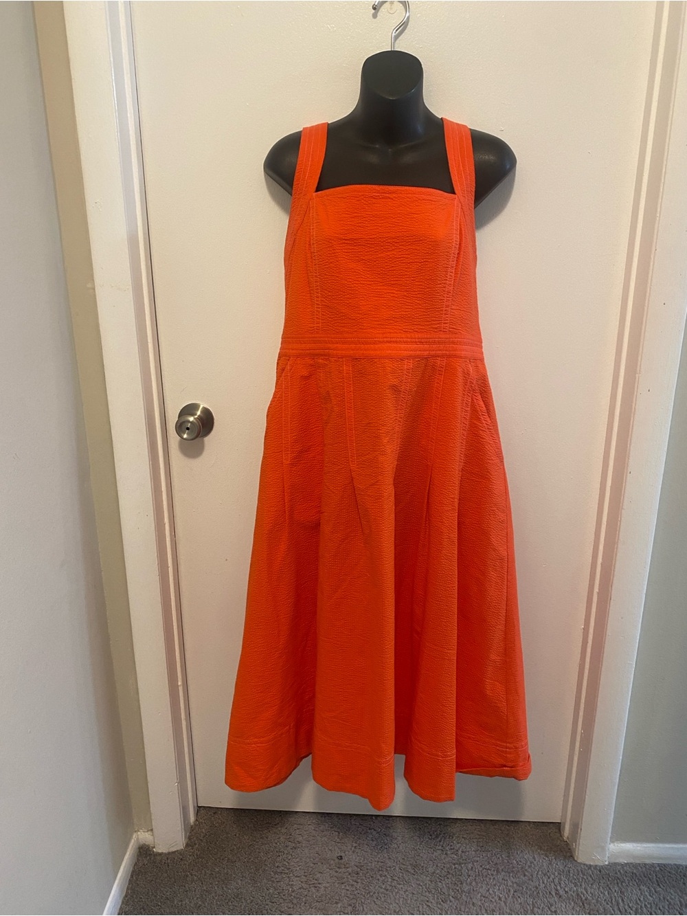 Anthropologie Maeve Vibrant orange 🍊 Textured Dress Sz 12